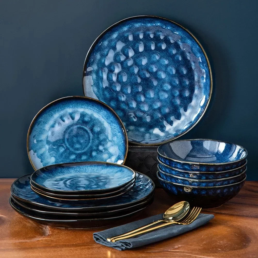 Starry 12/24/36-Piece Dinner Set Vintage Look Ceramic Blue Stoneware Tableware Set with Dinner Plate,Dessert Plate,Bowl
Starry 12/24/36-Piece Dinner Set Vintage Look Ceramic Blue Stoneware Tableware Set with Dinner Plate,Dessert Plate,Bowl