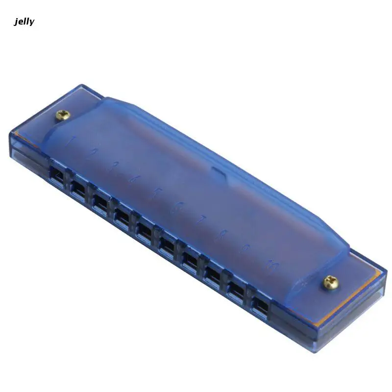 

448C 10 Holes Diatonic Blues Harp Harmonica Key of C Translucent Gifts with Case