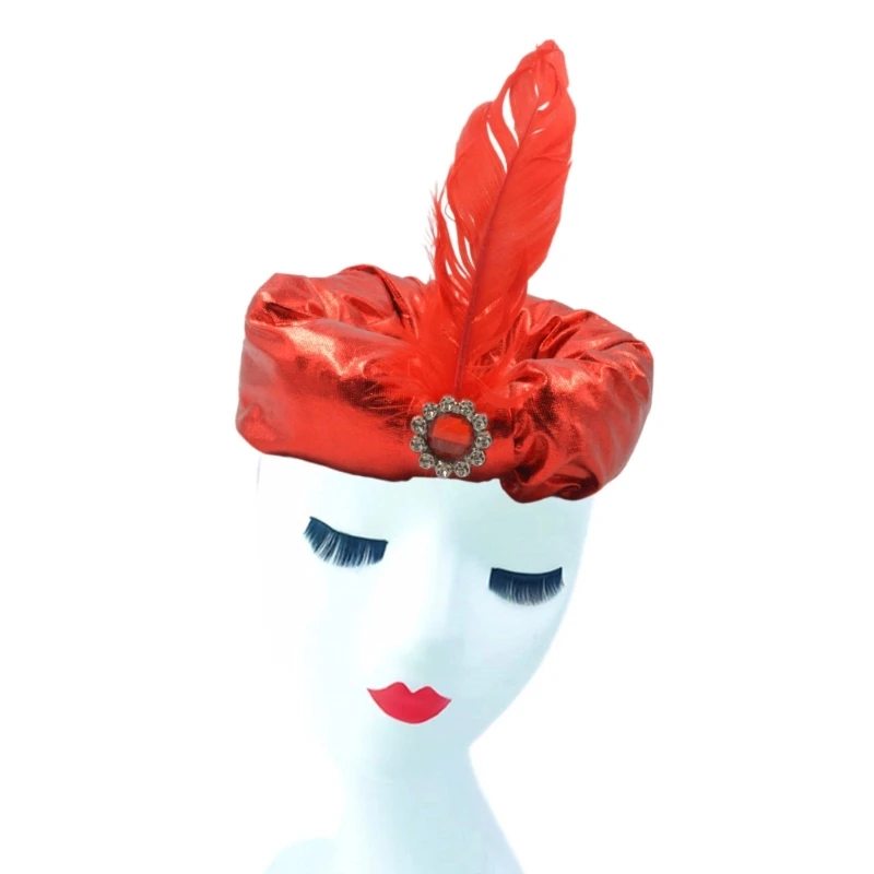 Red Color Arab Hat Carnivals Feather Hat for Adult Unisex Halloween Party 
Red Color Arab Hat Carnivals Feather Hat for Adult Unisex Halloween Party