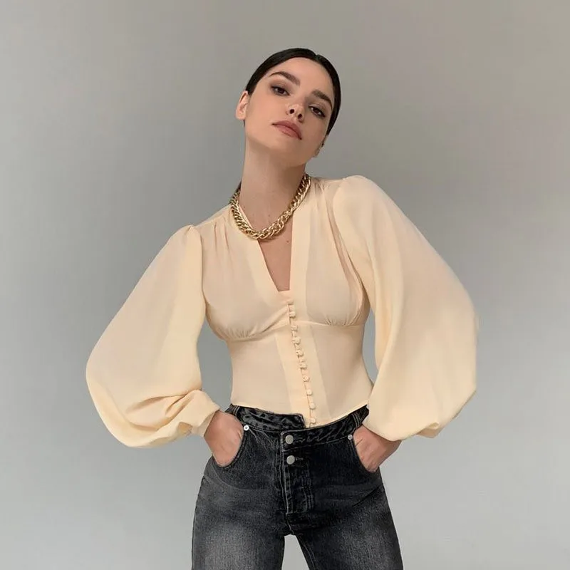 Women's Single-row Button Waist Long Sleeve Lantern Sleeve Shoulder Ladies Wind Shirt Jacket
Women's Single-row Button Waist Long Sleeve Lantern Sleeve Shoulder Ladies Wind Shirt Jacket