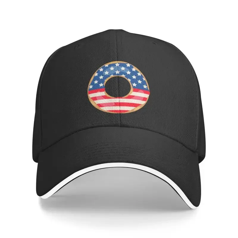

American Patriotic Donut With Flag Of USA Baseball Cap Adult Unisex Doughnut Adjustable Dad Hat for Men Women Sun Protection