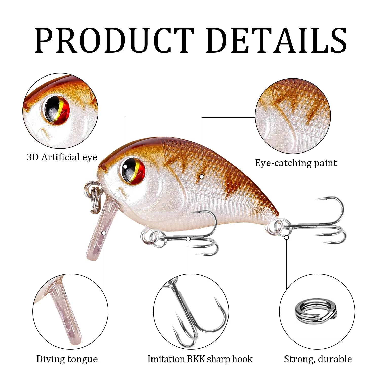 1PCS/4.5cm 7g High Carbon Steel Three Hook Crankbait Simulation Fishing Lure Floating Hard Bait Bass Carp Pesca Fishing Tackle
1PCS/4.5cm 7g High Carbon Steel Three Hook Crankbait Simulation Fishing Lure Floating Hard Bait Bass Carp Pesca Fishing Tackle