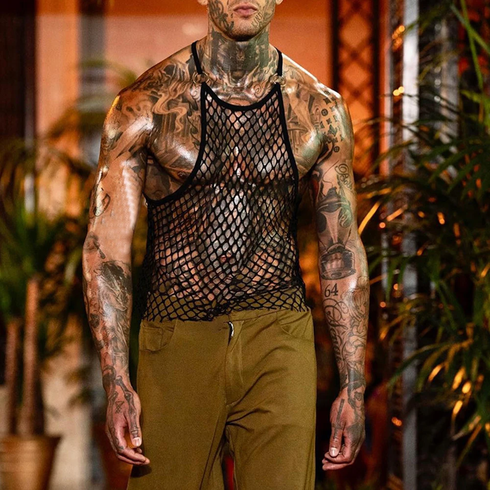 Sexy Mesh Tank Tops Mens Sleeveless Fishnet Muscle Vest Male Training Gym Sleeveless Tops Transparent Undershirts Hollow Out
Sexy Mesh Tank Tops Mens Sleeveless Fishnet Muscle Vest Male Training Gym Sleeveless Tops Transparent Undershirts Hollow Out