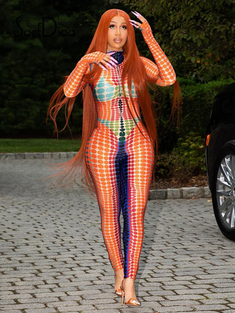 Soefdioo Multicolor Polka Dot Printed Jumpsuits Women Long Sleeve Zipper Bodycon Romper Autumn Fashion Overalls Sexy Streetwear
Soefdioo Multicolor Polka Dot Printed Jumpsuits Women Long Sleeve Zipper Bodycon Romper Autumn Fashion Overalls Sexy Streetwear