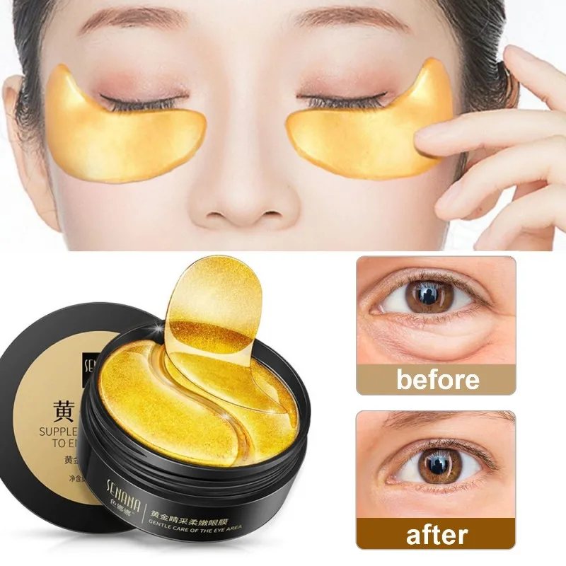 

60PCS 24K Gold Eye Mask Anti-Puffiness Eye Patches Remove Eye Bags Dark Circles Fade Fine Lines Lift Anti-Aging Korean Cosmetics