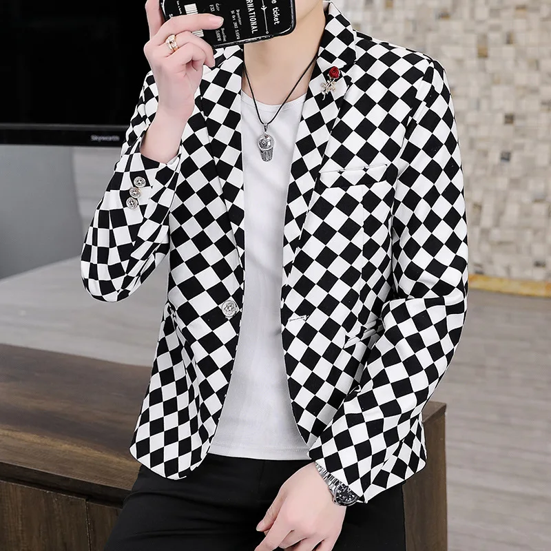 HOO 2022 Men's Spring and Autumn New Floral Plaid blazer Youth Slim Handsome Fashion Leisure blazer
HOO 2022 Men's Spring and Autumn New Floral Plaid blazer Youth Slim Handsome Fashion Leisure blazer