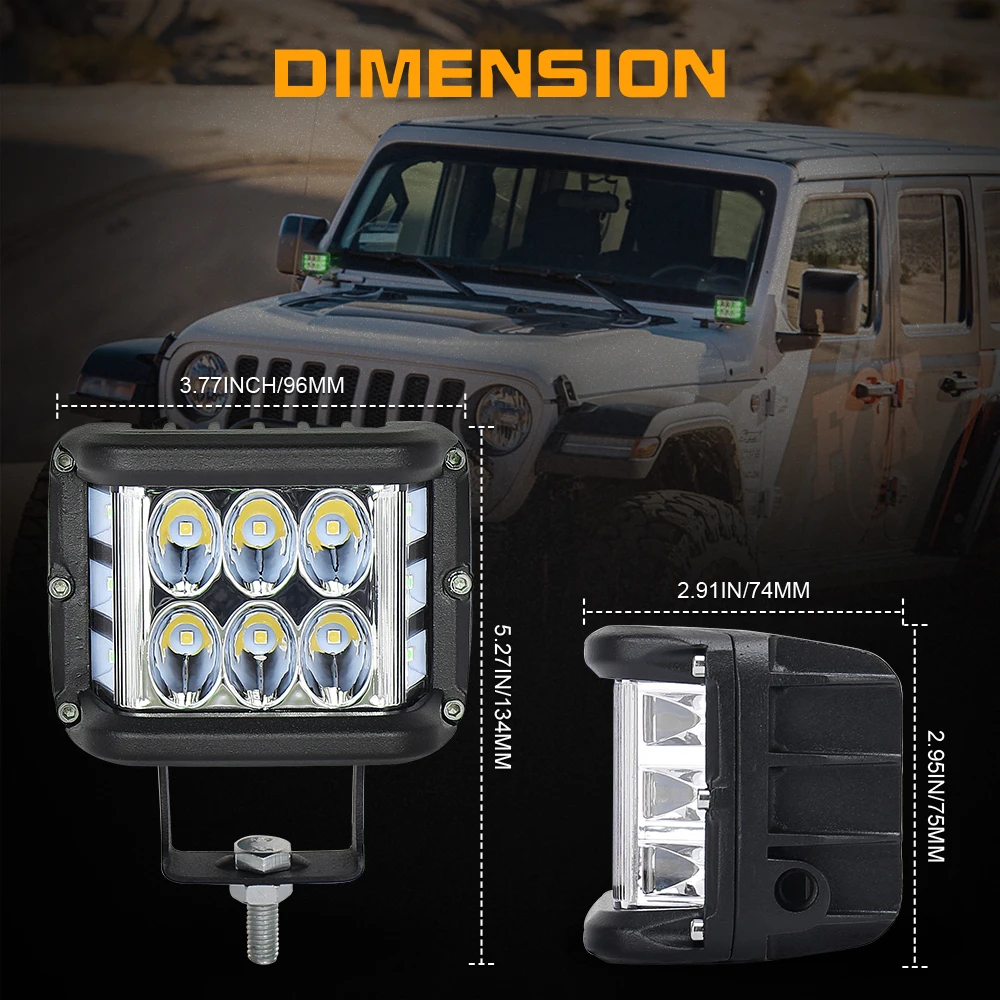 

Side Shooter OVOVS Light Pods Wiring Harness Kit LED Work Lights 1 Set Off Road Fog Driving Bumper Light For ATV UTV Truck Car