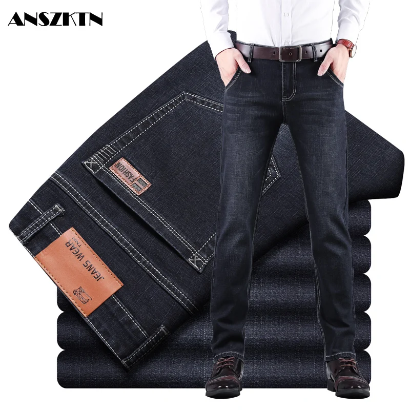 

ANSZTN 2022 NEW Sping AUTUMN Mens Jeans Stretch Thin Denim Light Blue ColorsStraight Jean Casual Lightweight Jeans Trousers