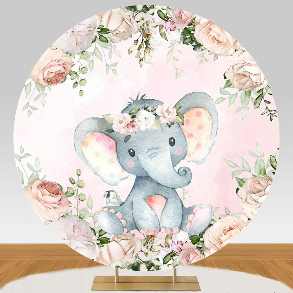 Cute Baby Elephant Baby Shower Round Backdrop Pink Flowers Girl Birthday Party Circle Decor Photography Background Photo Props
Cute Baby Elephant Baby Shower Round Backdrop Pink Flowers Girl Birthday Party Circle Decor Photography Background Photo Props