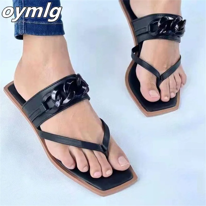 2022 summer square head thong flat bottom metal chain slippers women's large size beach sandals wholesale flip flops
2022 summer square head thong flat bottom metal chain slippers women's large size beach sandals wholesale flip flops