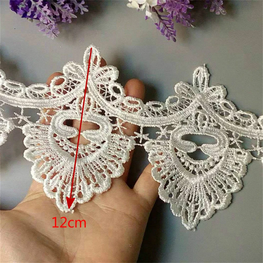 

3 yards White Strip Lace Ribbon Trims Applique for Dress Sofa Cover Curtain Trimmings Flower Lace Fabric Sewing 12 cm New