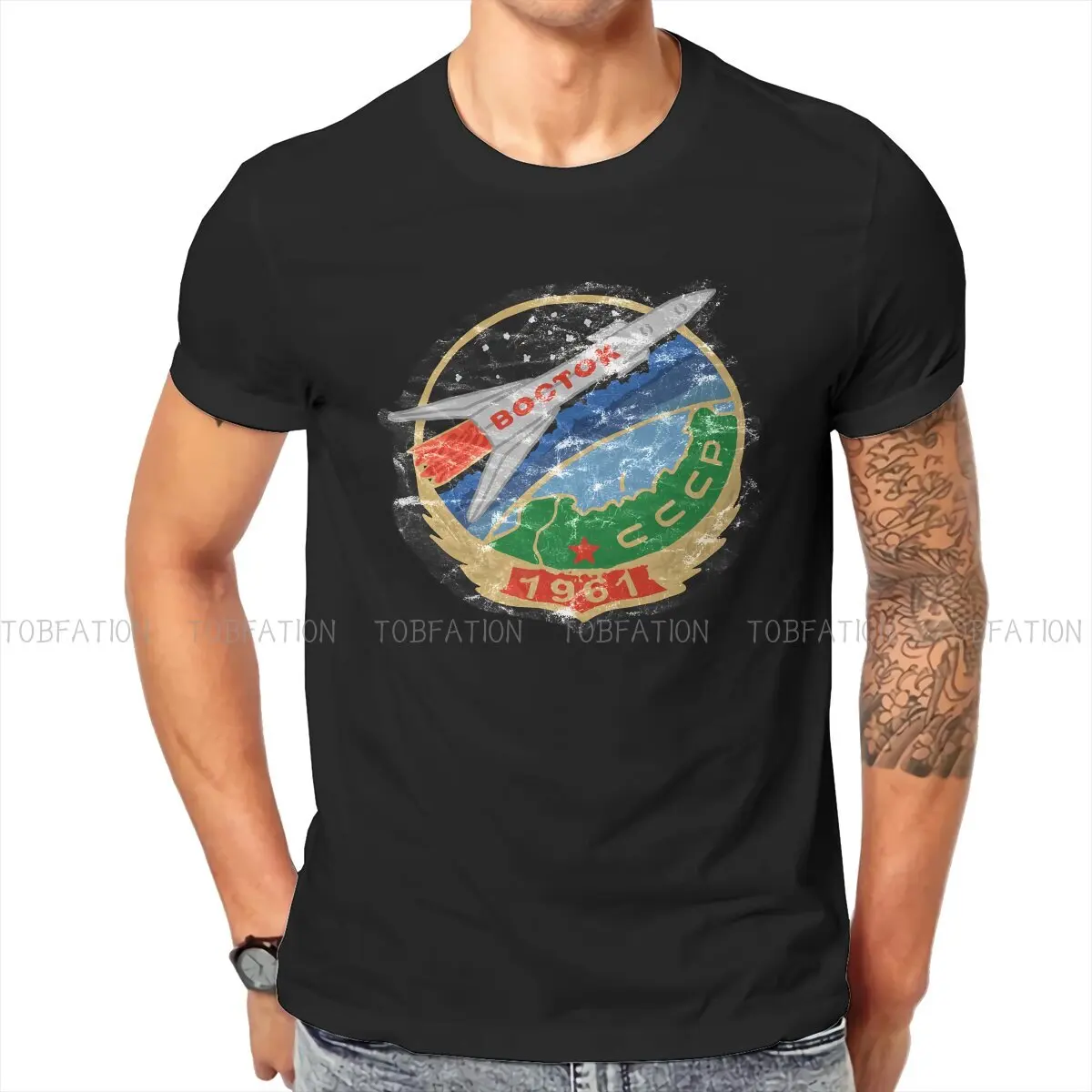 

Retro Cosmonaut Mission Badge Man's TShirt Russian USSR CCCP O Neck Short Sleeve 100% Cotton T Shirt Funny Birthday Gifts