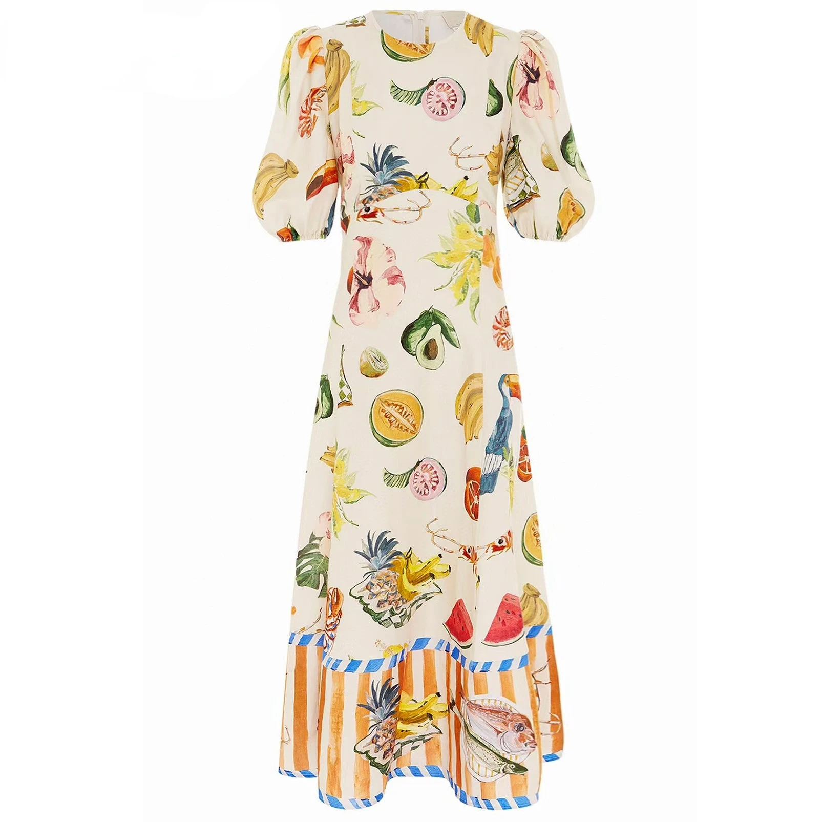 Dresses For Women 2023 Runway Luxury Brand High Quality Elegant Summer Puff Sshort Sleeve Fruit Printing Linen Dress
Dresses For Women 2023 Runway Luxury Brand High Quality Elegant Summer Puff Sshort Sleeve Fruit Printing Linen Dress