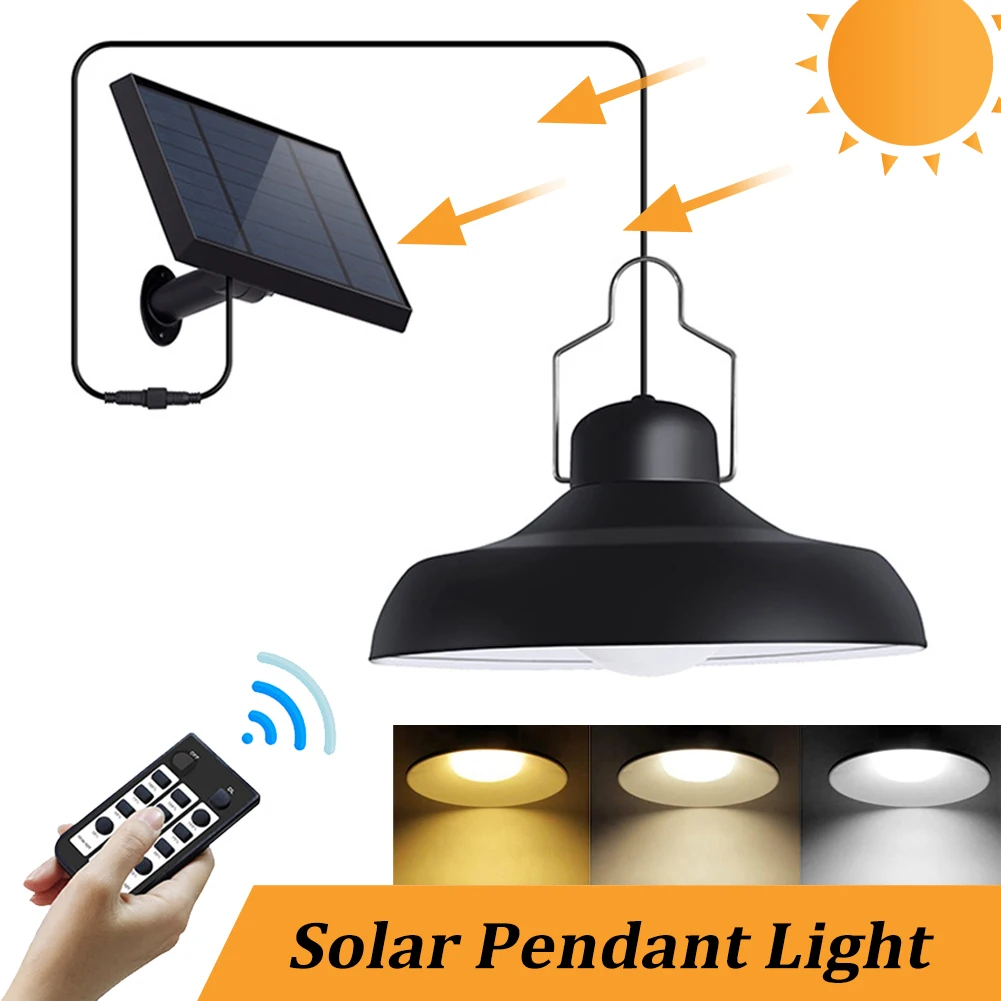 

Solar Pendant Light Outdoor Solar Powered Lamp with Remote Control IP65 Waterproof Hanging Light for Yard Garden Patio Barn