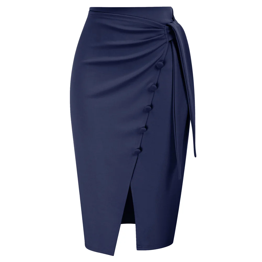 Women Wrap Hem Skirt High Waist Buttons Decorated Bodycon Skirt Sexy Vintage Lace-up Split Casual Office Lady Pencil Skirts
Women Wrap Hem Skirt High Waist Buttons Decorated Bodycon Skirt Sexy Vintage Lace-up Split Casual Office Lady Pencil Skirts