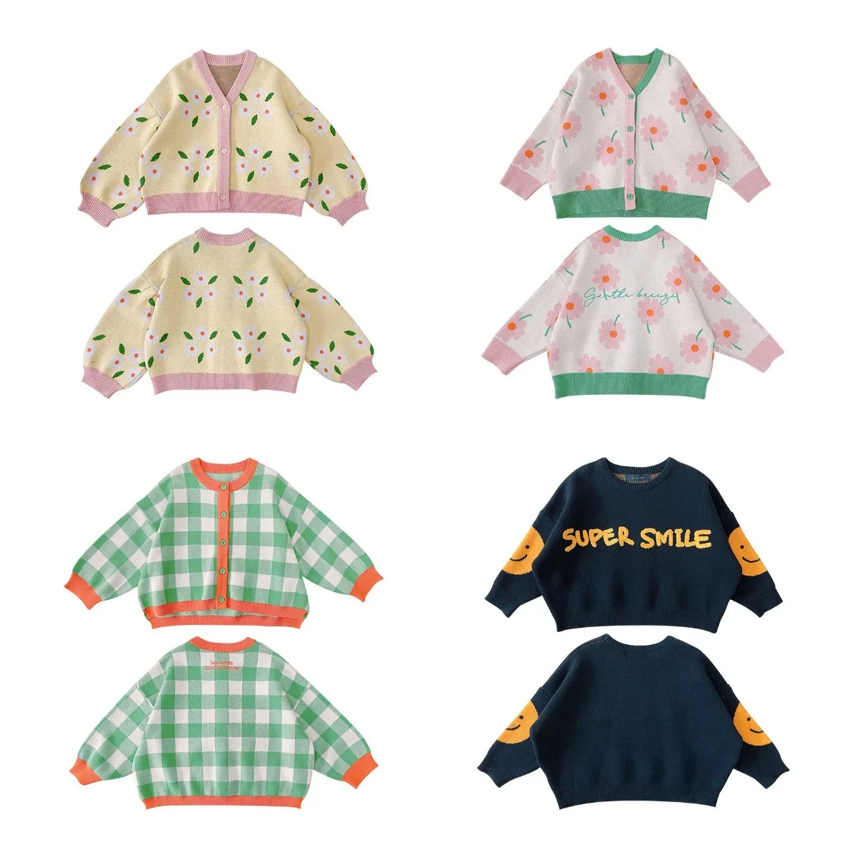 Children's Sweater 2022 Spring New RJ Kid Knitted Cardigan Western-style Flower Color Matching Boy Girl Sweater 
Children's Sweater 2022 Spring New RJ Kid Knitted Cardigan Western-style Flower Color Matching Boy Girl Sweater