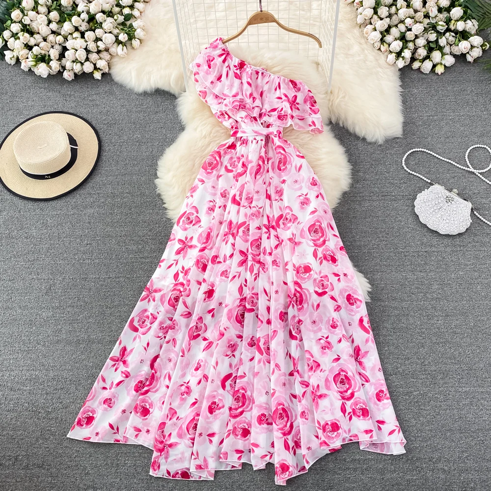 Summer European Style Light Luxury Oblique Collar Strapless Waist Printing Sleeveless Large Swing Dress Elegant Dress Long Skirt
Summer European Style Light Luxury Oblique Collar Strapless Waist Printing Sleeveless Large Swing Dress Elegant Dress Long Skirt