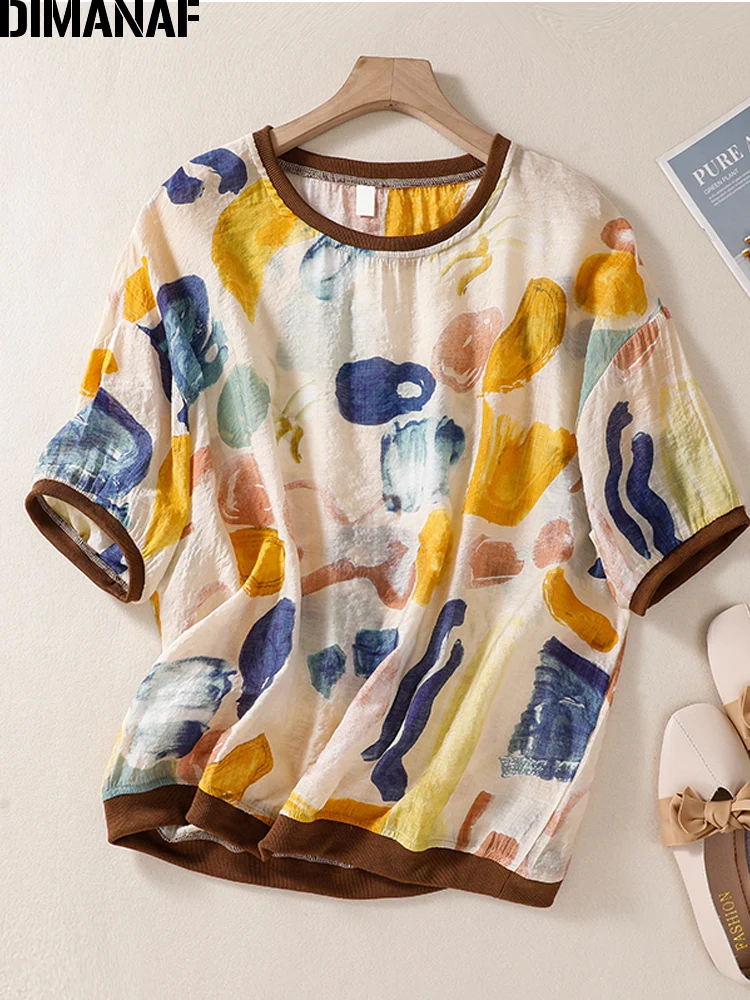 DIMANAF Women Blouse T-Shirts Vintage Print Elegant Lady Tops Tunic Tees Shirt Oversize Loose Casual Cotton Linen 2022 Summer
DIMANAF Women Blouse T-Shirts Vintage Print Elegant Lady Tops Tunic Tees Shirt Oversize Loose Casual Cotton Linen 2022 Summer