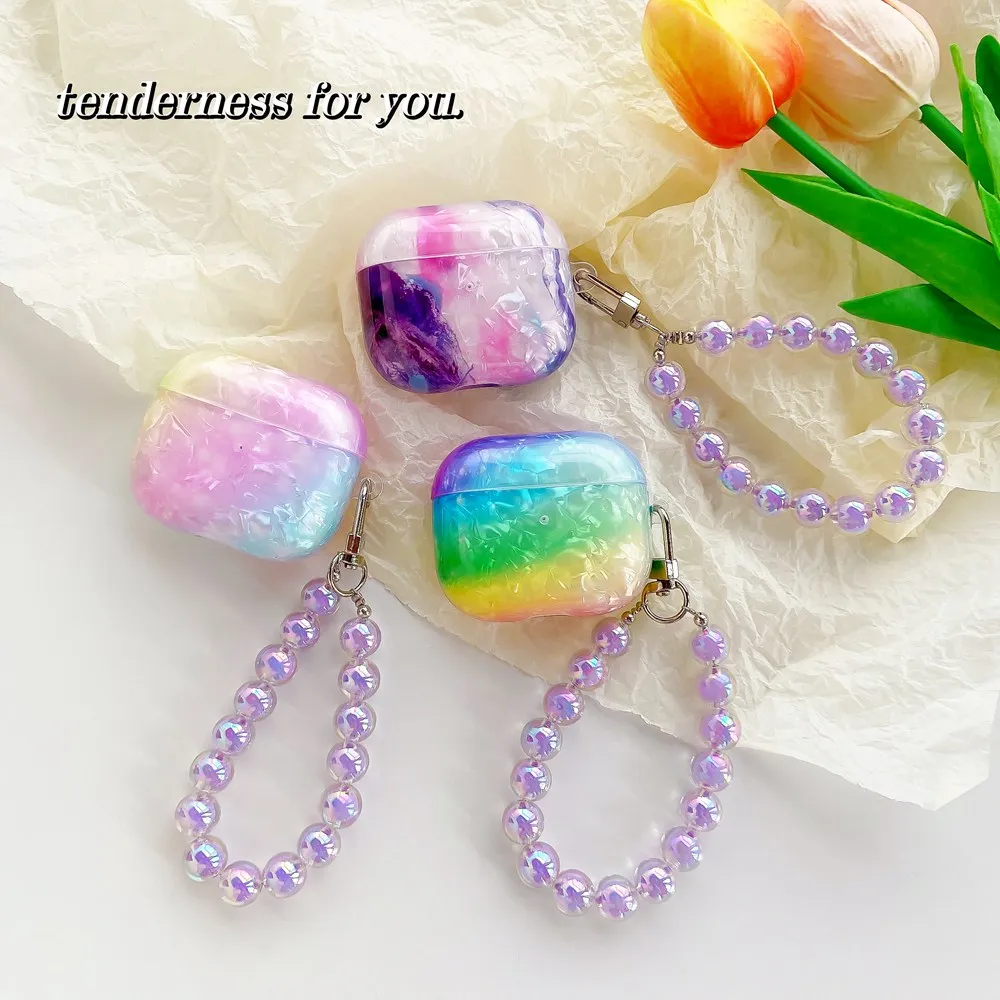 Dreamy Rainbow Marble Glossy Shell Pearl Bracelet Earphone Soft Case For Apple Airpods 1 2 Pro 3 Wireless Headset Box Cover
Dreamy Rainbow Marble Glossy Shell Pearl Bracelet Earphone Soft Case For Apple Airpods 1 2 Pro 3 Wireless Headset Box Cover