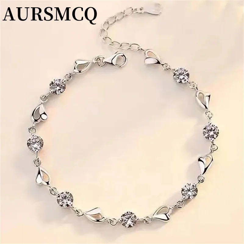 hot 925 Stamped Silver color Zircon Love Heart Shaped Bracelets crystals For Women Valentines Gift Wedding party cute Jewelry
hot 925 Stamped Silver color Zircon Love Heart Shaped Bracelets crystals For Women Valentines Gift Wedding party cute Jewelry