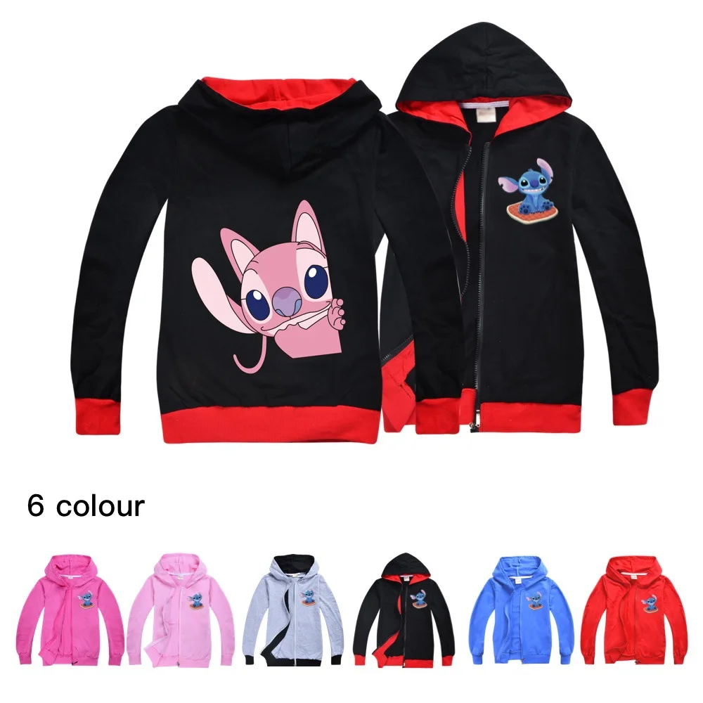 

Disney Stitch Kids Jackets for Girls Cotton Little Boys Outerwear Toddler Baby Thin Jacket Coat Teen Hooded Clothes Spring 10T