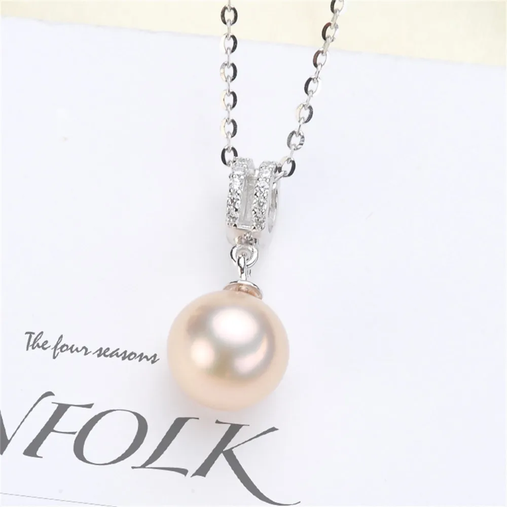 DIY Pearl Accessories S925 Sterling Silver Fashion Pearl Jade Pendant Necklace Empty Holder with 8-12mm Round Oval Beads 
DIY Pearl Accessories S925 Sterling Silver Fashion Pearl Jade Pendant Necklace Empty Holder with 8-12mm Round Oval Beads