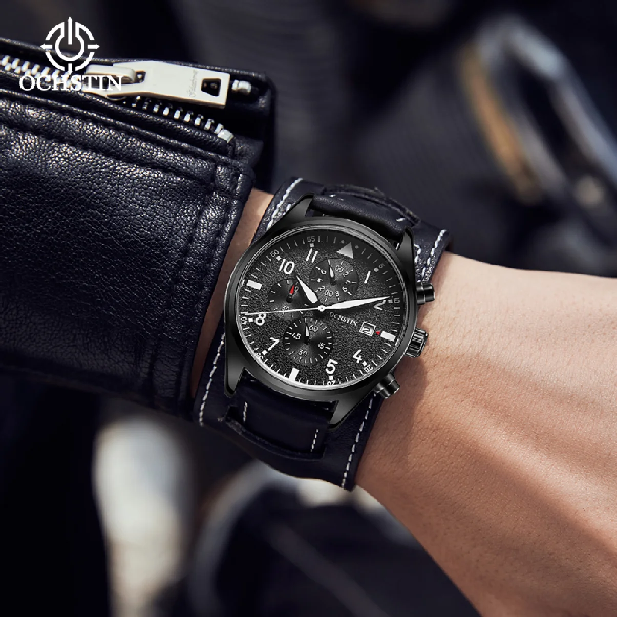 OCHSTIN Casual Fashion Chronograph Man Luxury Brand Wristwatch Male Business Quartz Clock with Leather Black New Erkek Kol Saati
OCHSTIN Casual Fashion Chronograph Man Luxury Brand Wristwatch Male Business Quartz Clock with Leather Black New Erkek Kol Saati