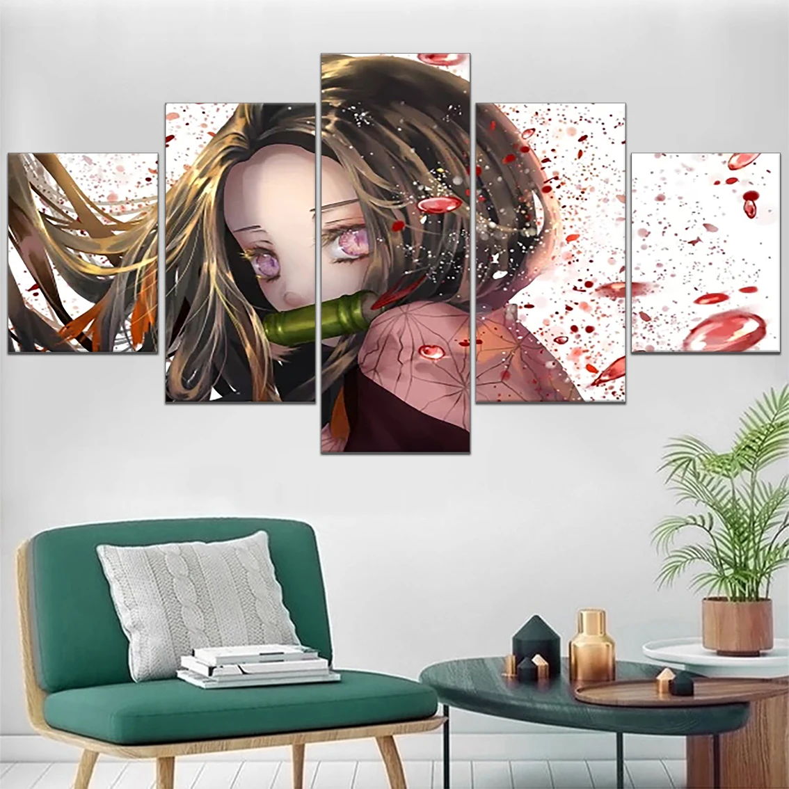 Demon Slayer Poster Anime Nezuko Kamado Art Painting Pictures Modern 5 Panel Canvas HD Prints Bedroom Wall Home Decor Modular 
Demon Slayer Poster Anime Nezuko Kamado Art Painting Pictures Modern 5 Panel Canvas HD Prints Bedroom Wall Home Decor Modular