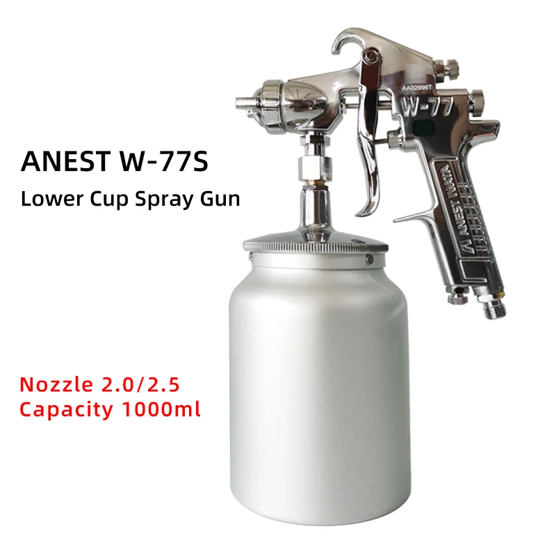 

Original Authentic Iwata Spray Gun W-77 Pneumatic Lower Pot Furniture Woodworking Latex Paint Primer Large Diameter 2.0MM/2.5M