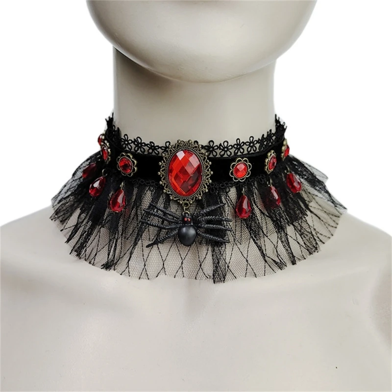 F42F Gothic Style Red Crystal Spiders Pendant Necklace for Women Halloween Costume Holiday Decorative Props Present
F42F Gothic Style Red Crystal Spiders Pendant Necklace for Women Halloween Costume Holiday Decorative Props Present