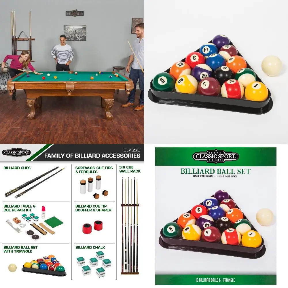 "Professional Quality 5.4 Pound Billiard Ball Set with Perfect Triangle Mold for Beginner and Expert Pool Play - Official Tools
"Professional Quality 5.4 Pound Billiard Ball Set with Perfect Triangle Mold for Beginner and Expert Pool Play - Official Tools