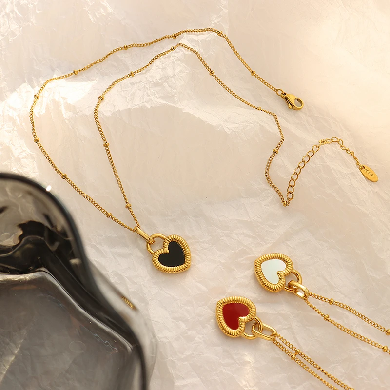 Stainless Steel Enamel Heart Pendant Bead Chain Collar Choker Necklace for Women Jewelry Accessories Waterproof Necklace
Stainless Steel Enamel Heart Pendant Bead Chain Collar Choker Necklace for Women Jewelry Accessories Waterproof Necklace