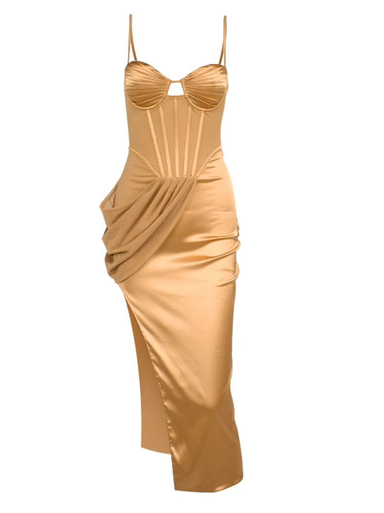Mingmingxi Satin Corset Dresses Ruched Adjustable Strap Underwire Mesh Side Spilt Cami Midi Robe Sexy Club Outfits Dress Women
Mingmingxi Satin Corset Dresses Ruched Adjustable Strap Underwire Mesh Side Spilt Cami Midi Robe Sexy Club Outfits Dress Women