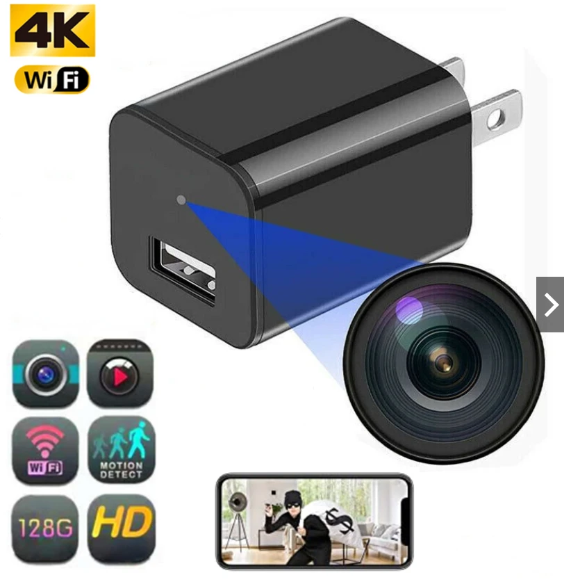 

HD 4K Mini Plug Camera 1080P WiFi Charger Camcorder Motion Detection Surveillance Home Security Video Record Wireless Nanny Cam