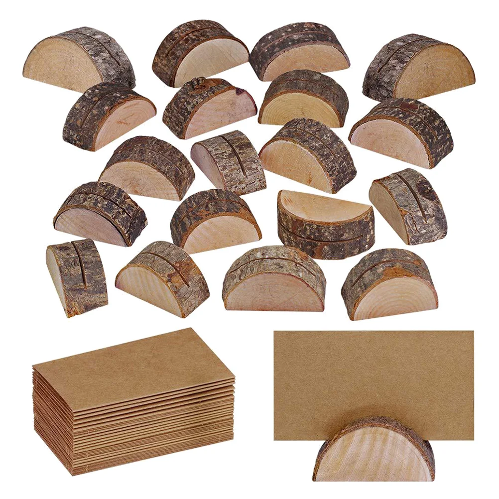 30 Sets Wooden Photo Holder Stump Shape Memo Organizer Place Holders for Wedding Banquet (Semicircle with Paper)
30 Sets Wooden Photo Holder Stump Shape Memo Organizer Place Holders for Wedding Banquet (Semicircle with Paper)