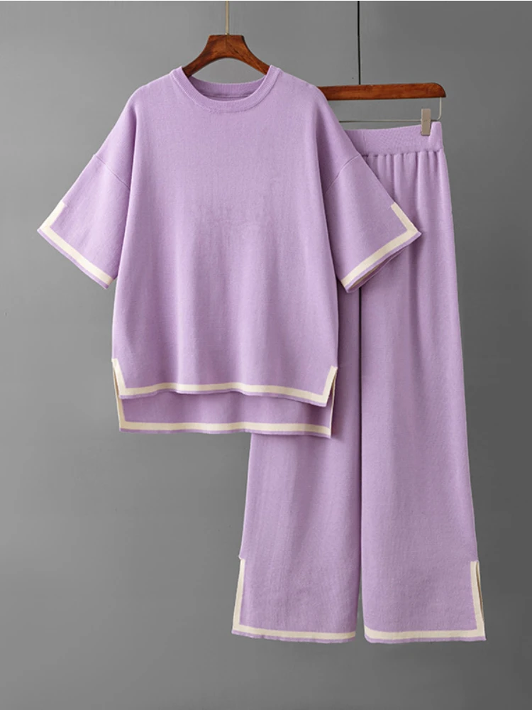 2 Piece Sets Womens Outfits Korean Fashion Split Short Sleeve Pullover Wide Leg Pants Home Suit Spring Summer Set Woman 2 Pieces
2 Piece Sets Womens Outfits Korean Fashion Split Short Sleeve Pullover Wide Leg Pants Home Suit Spring Summer Set Woman 2 Pieces