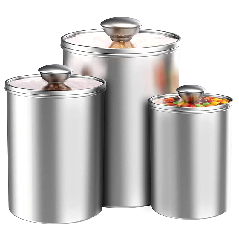 Airtight Canisters Sets For The Kitchen Counter, 3-Piece Stainless Steel Food Storage Container With Clear Glass Lids For Coffee
Airtight Canisters Sets For The Kitchen Counter, 3-Piece Stainless Steel Food Storage Container With Clear Glass Lids For Coffee