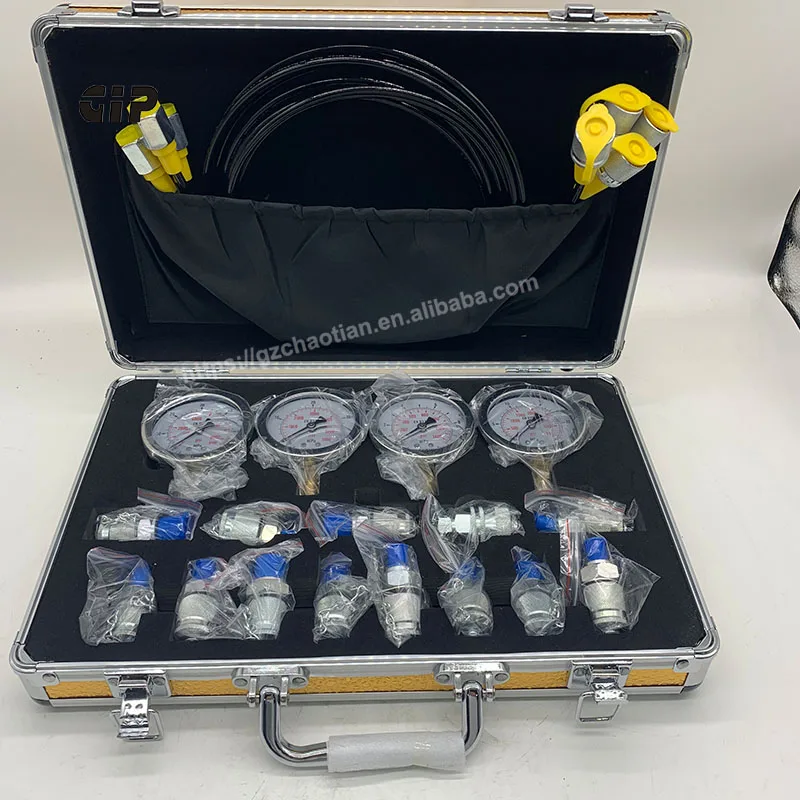 Hydraulic Test Gauge Kit with 10/25/40/60 Mpa Gauges with Silver Aluminum Alloy Case Pressure Gauge Set
Hydraulic Test Gauge Kit with 10/25/40/60 Mpa Gauges with Silver Aluminum Alloy Case Pressure Gauge Set