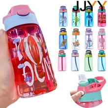 JJYY 480Ml Kids Sippy Cup Water Bottles Creative Cartoon Feeding with Straws and Lids Spill Proof Portable Toddlers Drinkware
