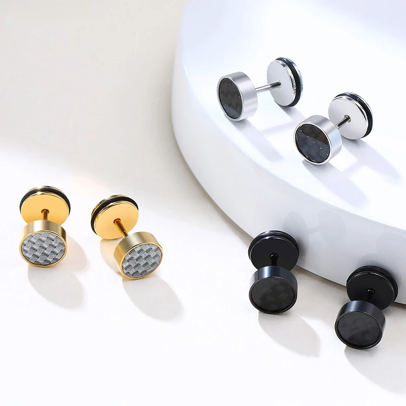 OOCYSPOO Punk Small Men's Stud Earrings Carbon Fiber Stainless Steel Black Male Ear Accessory Gothic Jewelry
OOCYSPOO Punk Small Men's Stud Earrings Carbon Fiber Stainless Steel Black Male Ear Accessory Gothic Jewelry