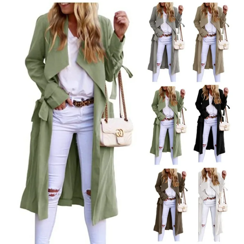 2023 Fashion Women Long Coat Solid Color Long Sleeve Waistband Tie Up Jackets for Women
2023 Fashion Women Long Coat Solid Color Long Sleeve Waistband Tie Up Jackets for Women