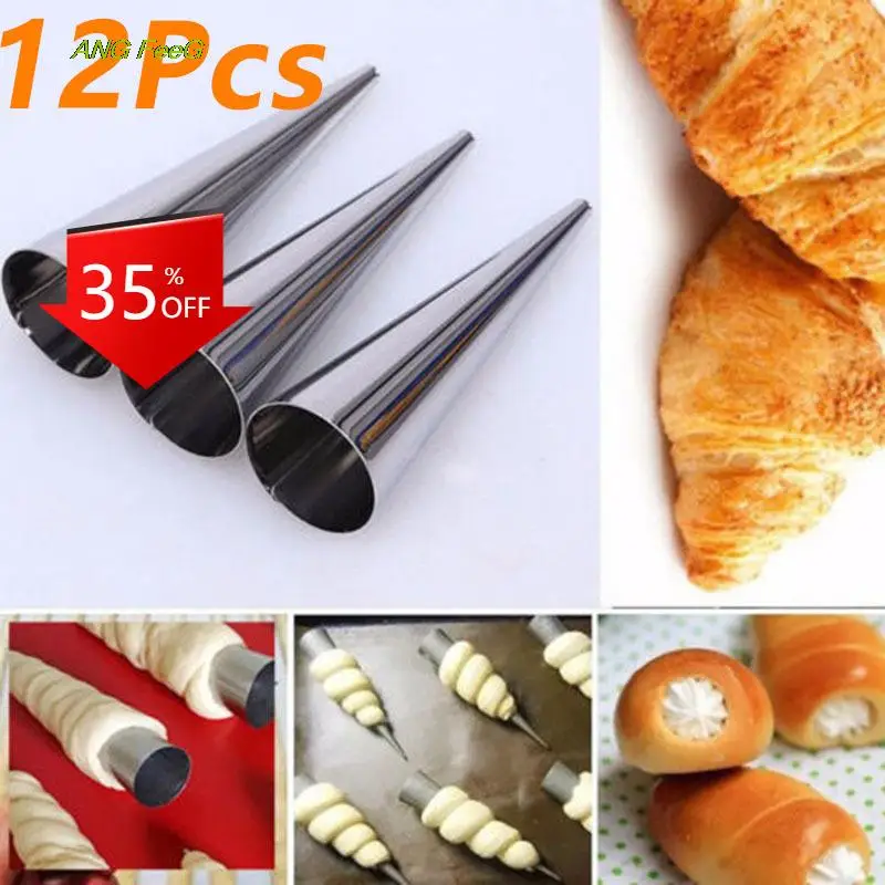 12pcs Non-Stick Cannoli Form Tubes Cream Croissant Horn Bread Mold Baking Tool Stainless Steel Anti-rust Baking Accessories
12pcs Non-Stick Cannoli Form Tubes Cream Croissant Horn Bread Mold Baking Tool Stainless Steel Anti-rust Baking Accessories