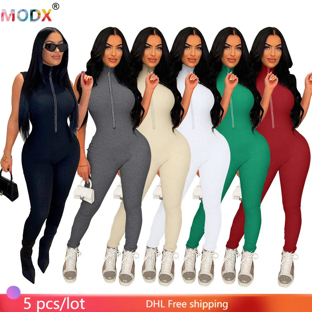 5 Pcs Women's Jumpsuit Summer New Zipper Elastic Sleeveless High Neck Slim Fit Solid Color Jumpsuit Street Wear Wholesale 9777
5 Pcs Women's Jumpsuit Summer New Zipper Elastic Sleeveless High Neck Slim Fit Solid Color Jumpsuit Street Wear Wholesale 9777