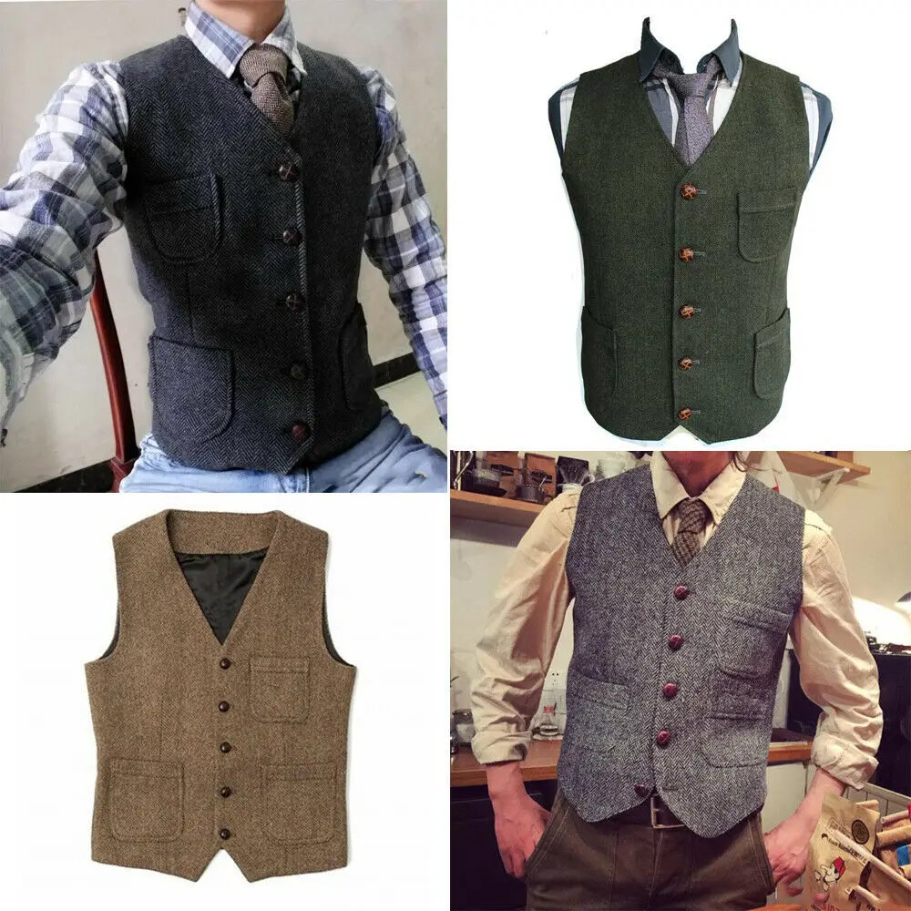 Men's V-Neck Suit Vest Herringbone Wool Vest Retro Sleeveless Steampunk Vest for Men Waistcoat
Men's V-Neck Suit Vest Herringbone Wool Vest Retro Sleeveless Steampunk Vest for Men Waistcoat