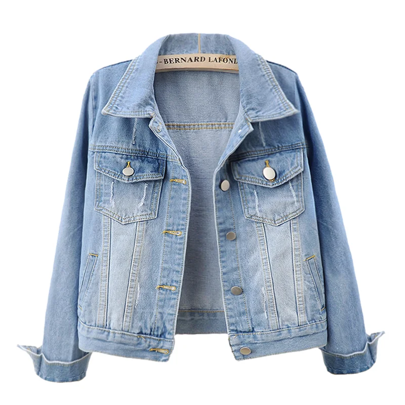 Vintage Light Blue Slim Short Denim Jackets Women Casual Cowboy Outerwear Frayed Big Pocket Long Sleeve Jeans Jacket Coat Female
Vintage Light Blue Slim Short Denim Jackets Women Casual Cowboy Outerwear Frayed Big Pocket Long Sleeve Jeans Jacket Coat Female