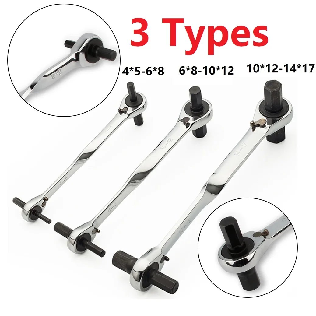 Quick Ratchet Wrench Inner Hexagonal 4 Head Spanner Hexagon Key Hand Tool 4-5/6-8/10-12/14-17 Hex Wrenches Set Double End
Quick Ratchet Wrench Inner Hexagonal 4 Head Spanner Hexagon Key Hand Tool 4-5/6-8/10-12/14-17 Hex Wrenches Set Double End