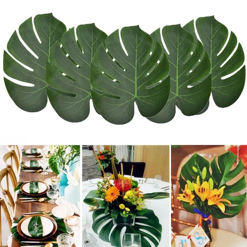 5 шт. искусственные растения тропические пальмовые листья монстеры для гавайской