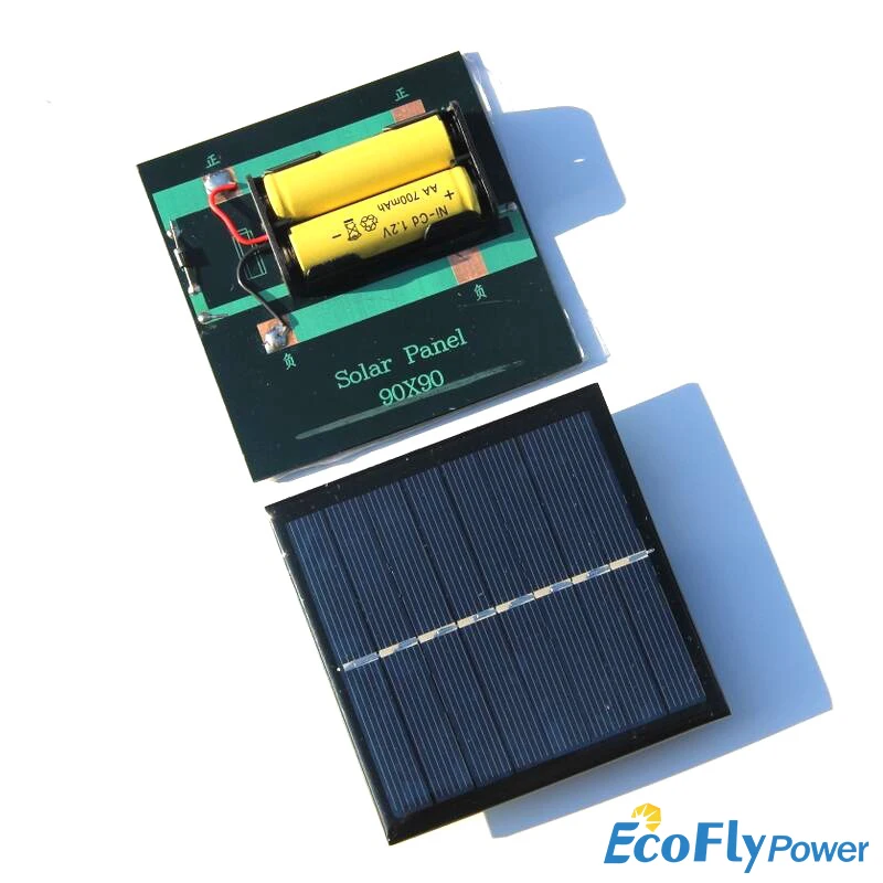 

1PC 1W 4V 250mA Solar Panel Polysilicon 90*90mm With Battery Holder Can Charge 2 * AA 1.2V Rechargeable Battery