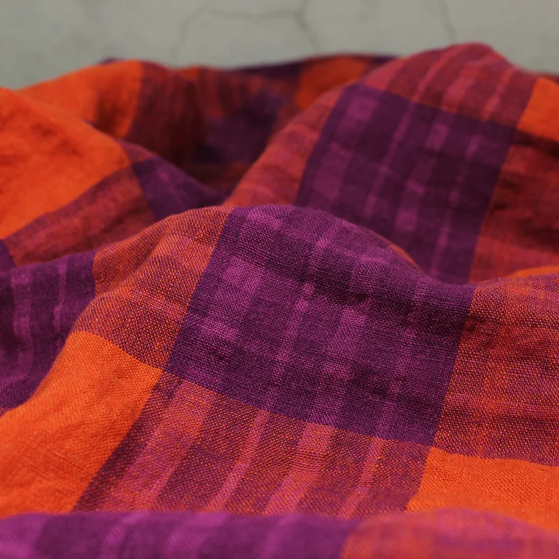 Free shipping yarn-dyed linen large plaid orange purple soft high-end literary fabric robe dress fabric
Free shipping yarn-dyed linen large plaid orange purple soft high-end literary fabric robe dress fabric