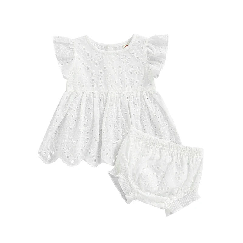 Baby Girls Summer Outfit Solid Color Cutout Fly Sleeve Tops and Stretch Casual Ruffled Shorts Set
Baby Girls Summer Outfit Solid Color Cutout Fly Sleeve Tops and Stretch Casual Ruffled Shorts Set